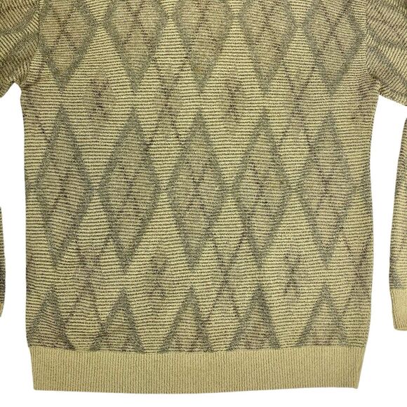 Tricots St. Raphael Sweater Men L Tan Diamond Pattern Grandpa Vintage 90s Winter - Picture 15 of 16